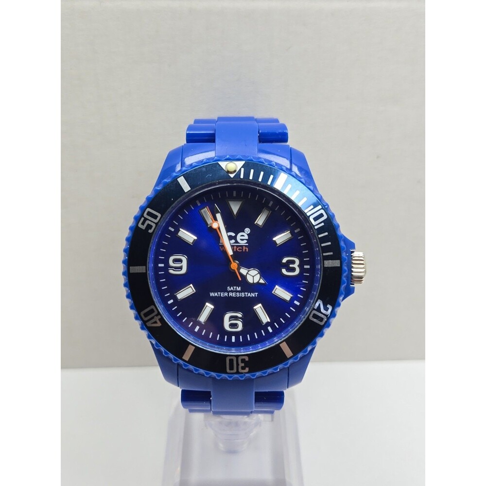 Mens Ice Watch Classic Solid Big Blue 46mm Rotating Bezel Watch New Battery